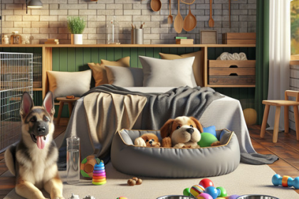 An image illustrating Cómo preparar un espacio cómodo para un Pastor Alemán cachorro