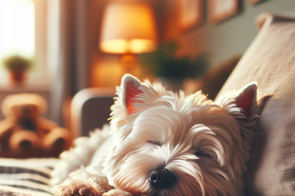 An image illustrating Cómo lograr que tu Westie duerma toda la noche