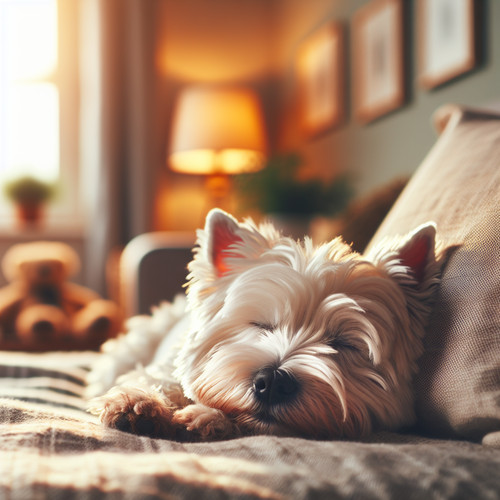 An image illustrating Cómo lograr que tu Westie duerma toda la noche