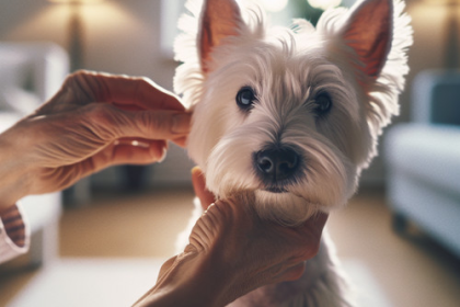 An image illustrating Cómo limpiar las orejas y ojos de un Westie correctamente