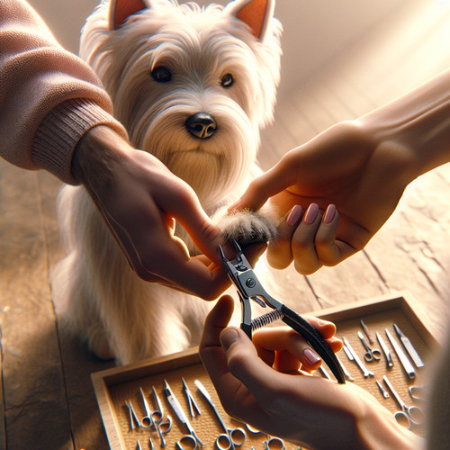 An image illustrating Cómo cortar las uñas de tu Westie paso a paso