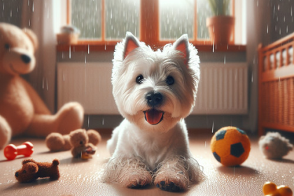 An image illustrating Cómo entretener a tu Westie cuando llueve