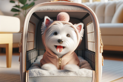 An image illustrating Cómo hacer que tu Westie ame su transportadora