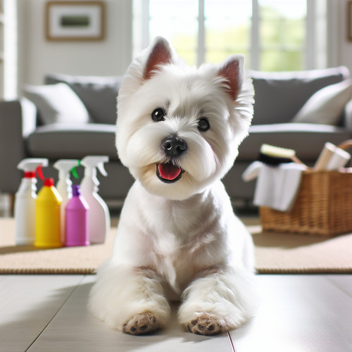 An image illustrating Qué productos de limpieza usar si tienes un Westie en casa
