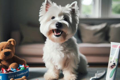 An image illustrating Cómo mantener los dientes de tu Westie limpios sin veterinario