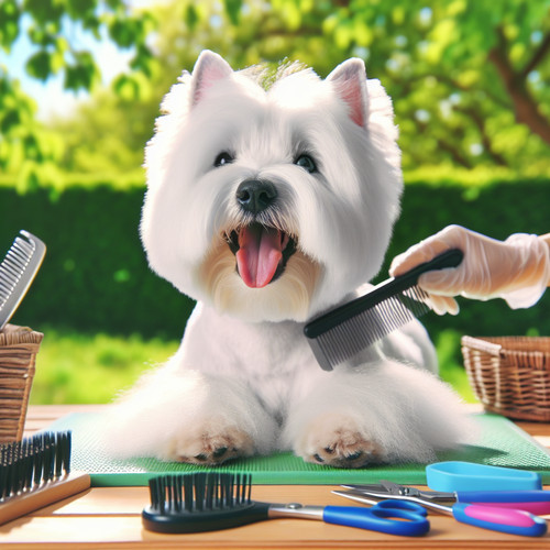 An image illustrating La mejor rutina de grooming para Westies en verano