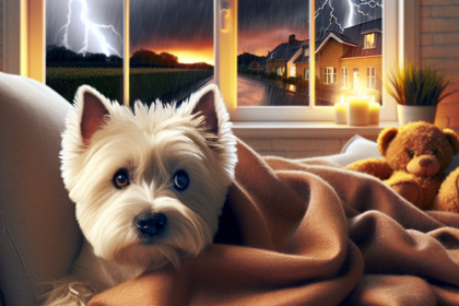 An image illustrating Cómo reducir la ansiedad de un Westie durante tormentas