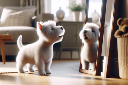 An image illustrating Por qué tu Westie ladra al espejo