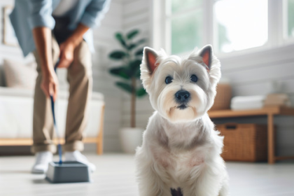 An image illustrating Cómo enseñarle a tu Westie a usar un tapete sanitario