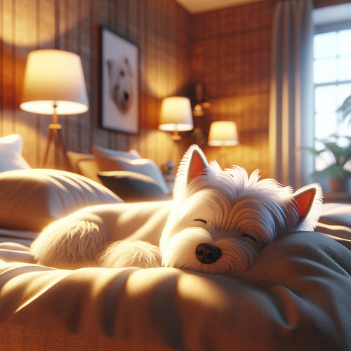 An image illustrating Cómo hacer que tu Westie duerma toda la noche