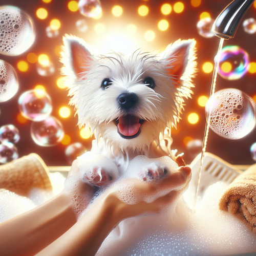 An image illustrating Consejos para bañar a un Westie sin que odie el baño