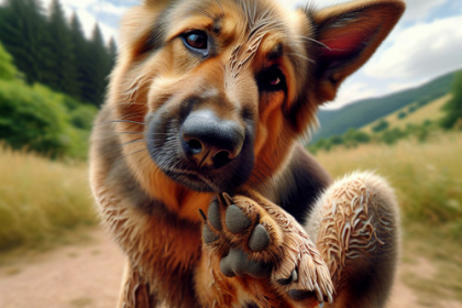 An image illustrating Qué hacer si tu Pastor Alemán tiene picazón sin causa aparente