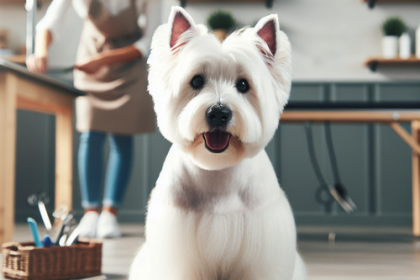 An image illustrating Cómo preparar a tu Westie para una sesión con el peluquero