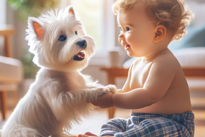An image illustrating Cómo ayudar a tu Westie a adaptarse a un bebé en casa