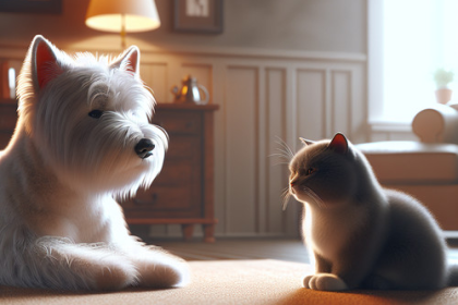 An image illustrating Qué hacer si tu Westie no se lleva con el gato