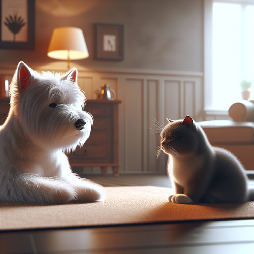 An image illustrating Qué hacer si tu Westie no se lleva con el gato