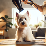 An image illustrating Qué hacer si tu Westie odia el ruido del secador