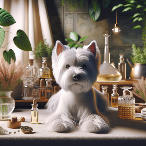 An image illustrating Cómo usar aceites naturales en el cuidado del pelaje del Westie