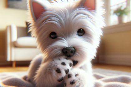 An image illustrating Qué hacer si tu Westie mastica sus patas