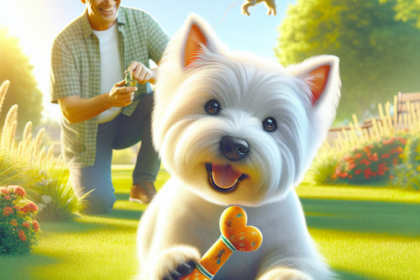 An image illustrating Cómo enseñar a un Westie a jugar sin morder