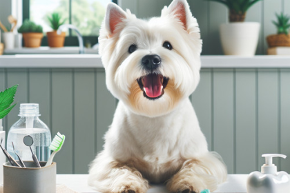 An image illustrating Cómo eliminar el mal aliento de un Westie sin productos químicos