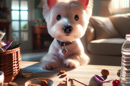 An image illustrating Qué hacer si tu Westie roba cosas de la mesa