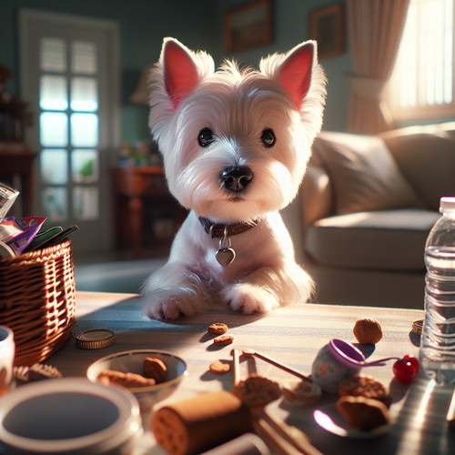 An image illustrating Qué hacer si tu Westie roba cosas de la mesa