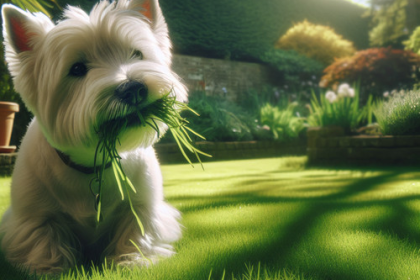 An image illustrating Qué hacer si tu Westie come pasto constantemente
