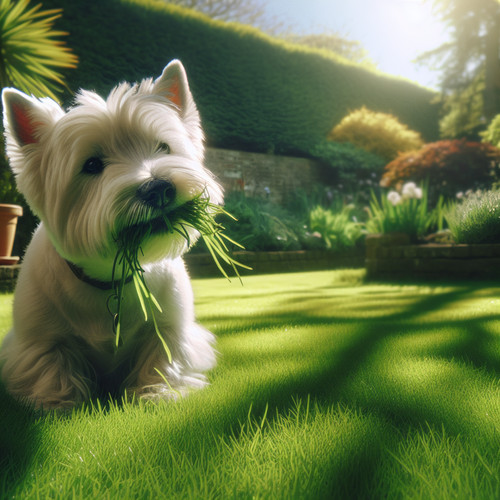 An image illustrating Qué hacer si tu Westie come pasto constantemente