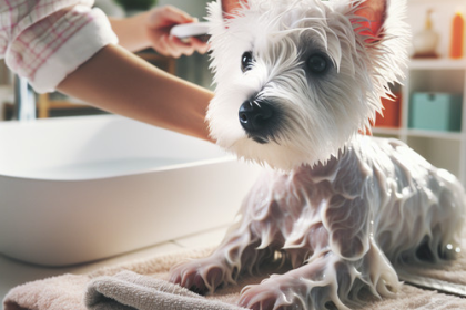 An image illustrating Cómo cuidar a un Westie después de un baño profesional