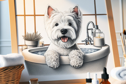 An image illustrating Cómo preparar un día de spa en casa para tu Westie