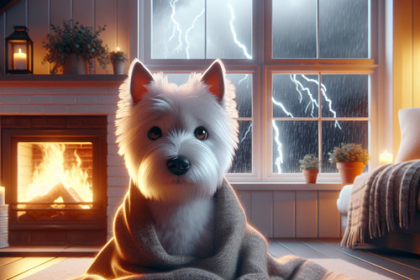 An image illustrating Qué hacer si tu Westie se asusta con truenos