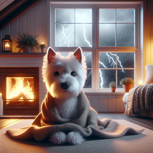 An image illustrating Qué hacer si tu Westie se asusta con truenos