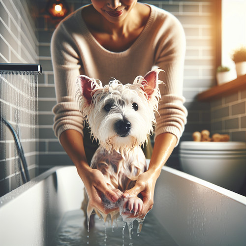 An image illustrating Cómo bañar a un Westie sin mojarle las orejas