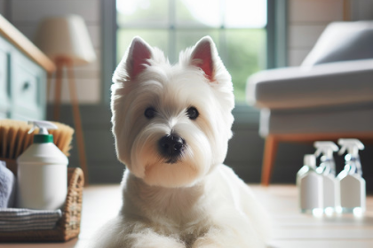 An image illustrating Qué productos de limpieza evitar si tienes un Westie